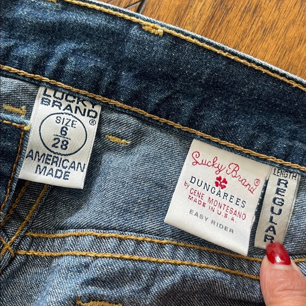 Vintage Lucky Brand Dungarees Easy Rider bootcut blue jeans 6/28 USA made Y2K - Picture 3 of 12